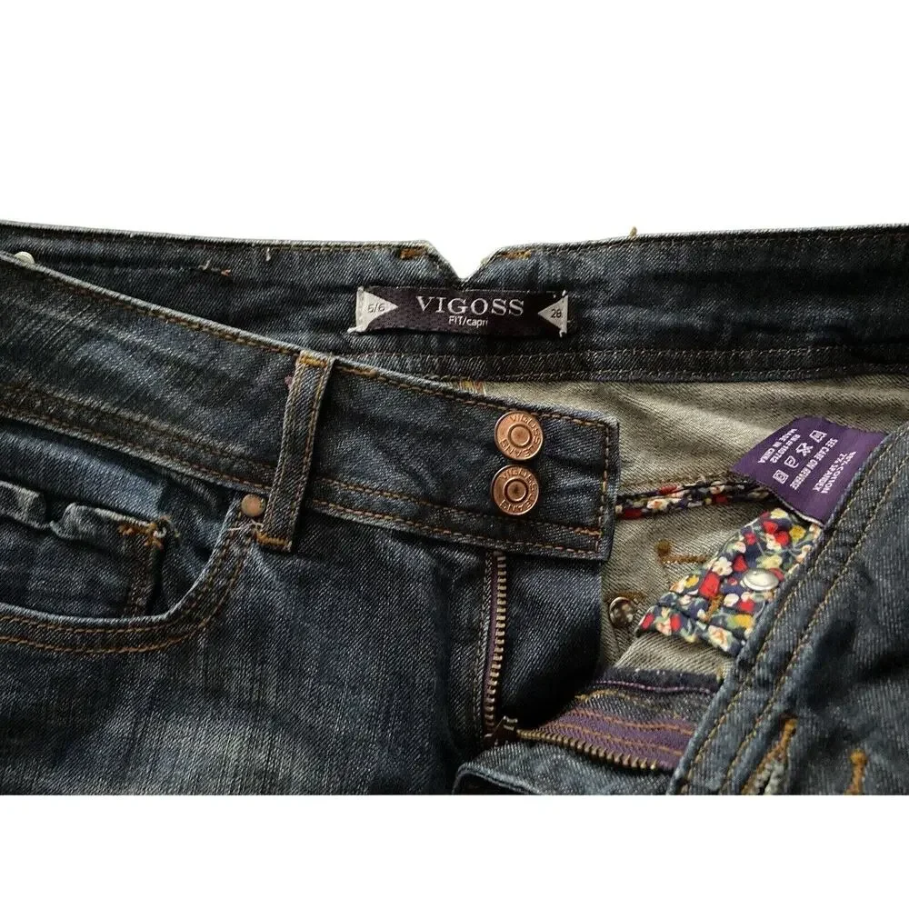 VIGOSS Fit/Capri Low-Rise Distressed Blue Jeans sz 28 (5/6)